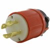 Ac Works NEMA L17-30P 3-Phase 30A 600V 4-Prong Locking Male Plug with UL, C-UL Approval in Orange ASL1730P